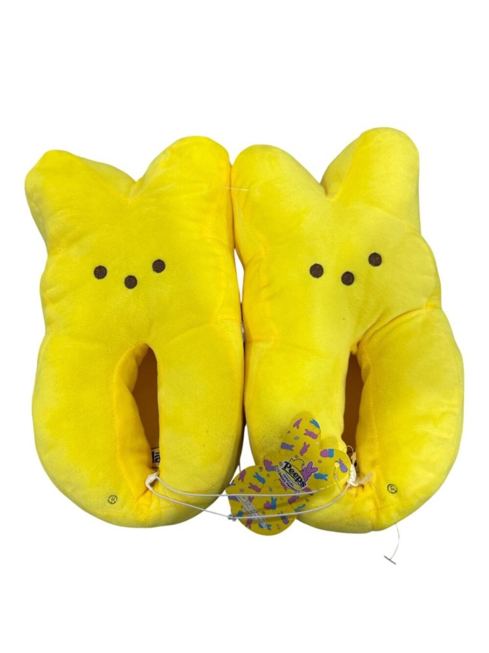 Peeps Plush Yellow Bunny Slippers Size 4/5 Youth Soft Indoor Footwear Easter Gif